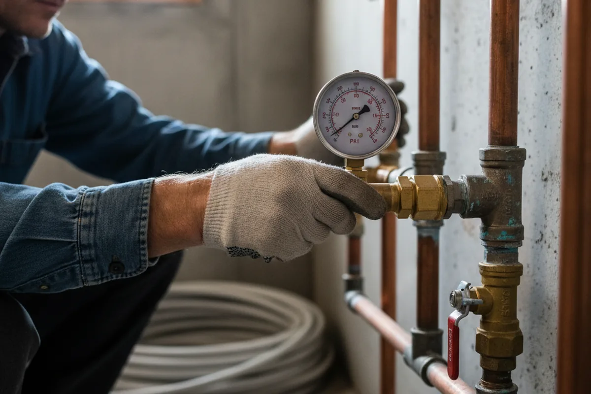 Pressure testing a repaired line during Water Line Repair in Littlerock